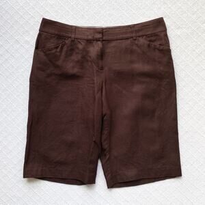 Body by Victoria Brown Linen Blend Bermuda Shorts Classic Preppy Size 4‎